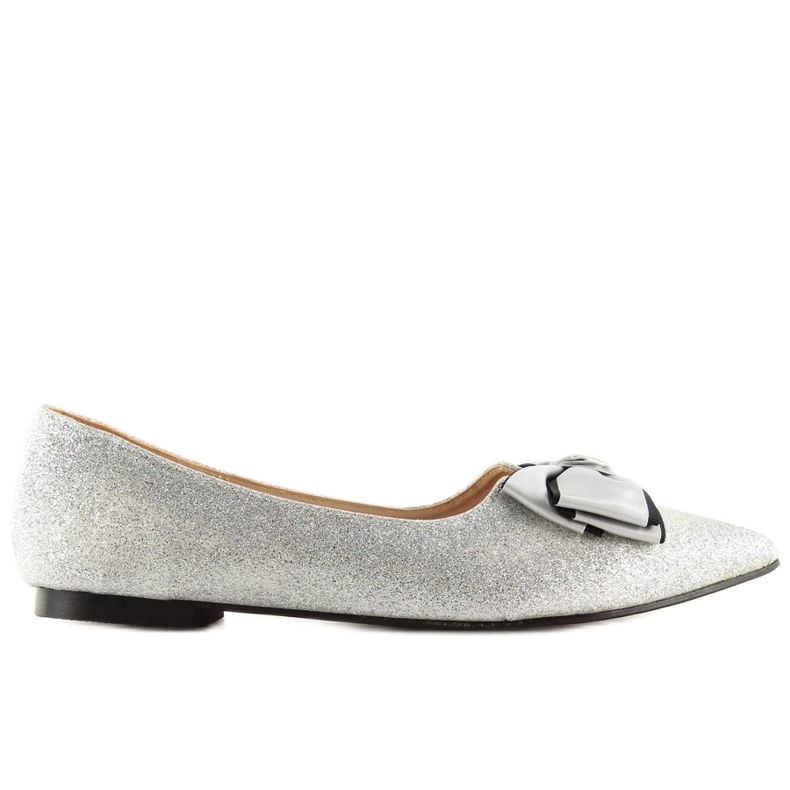 Glossy silver ballerinas LT101 Silver grey