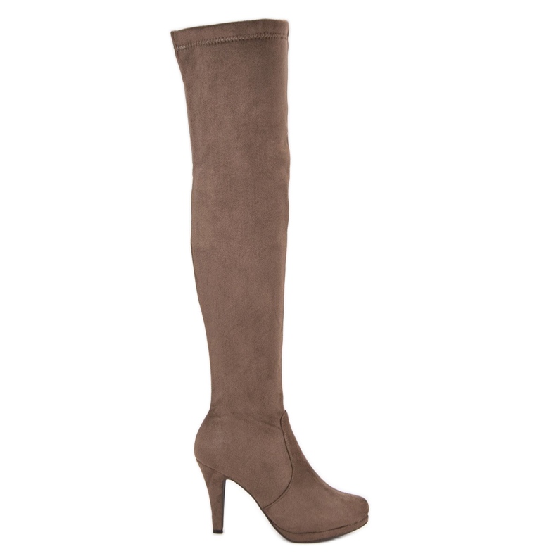 Super Me Suede thigh boots on a high heel brown