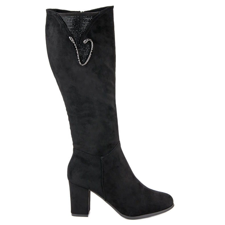 Heeled suede boots black