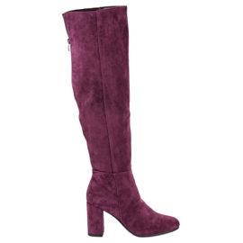 Filippo Burgundy high-heeled boots red