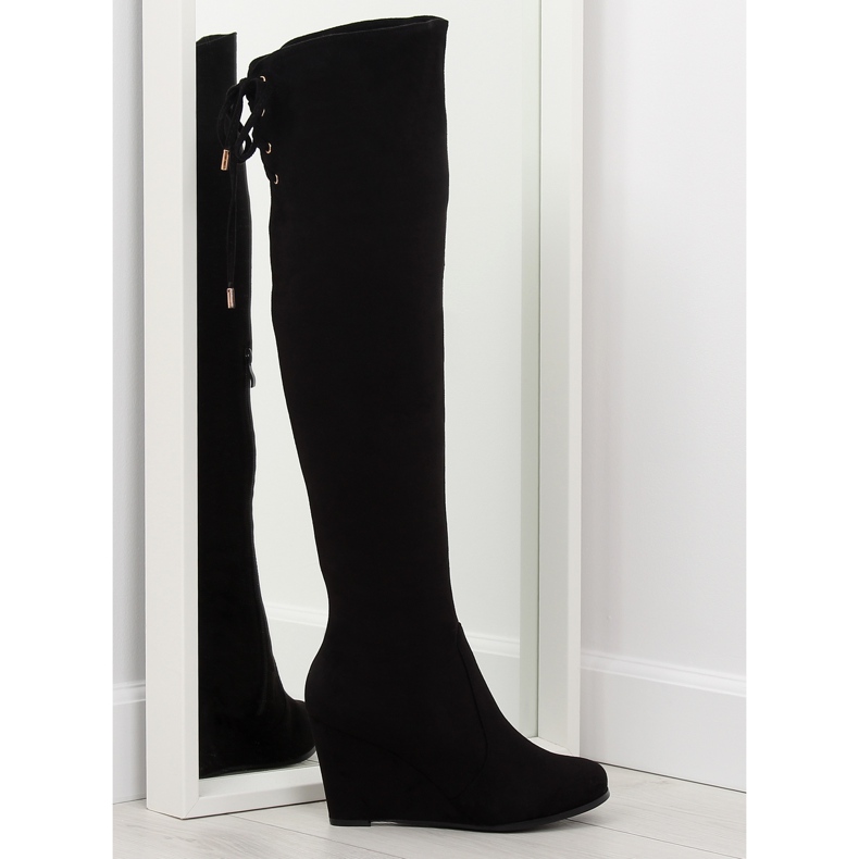 Black wedge boots LB-263 Black wedge boots LB-263