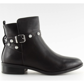 Black Chelsea boots with pearls 8996 Black