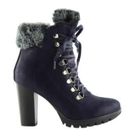 Navy blue high-heeled boots N501 Navy
