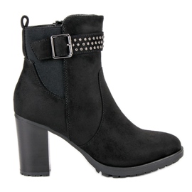 Super Me Suede Booties On A Bar black Super Me Suede Booties On A Bar black