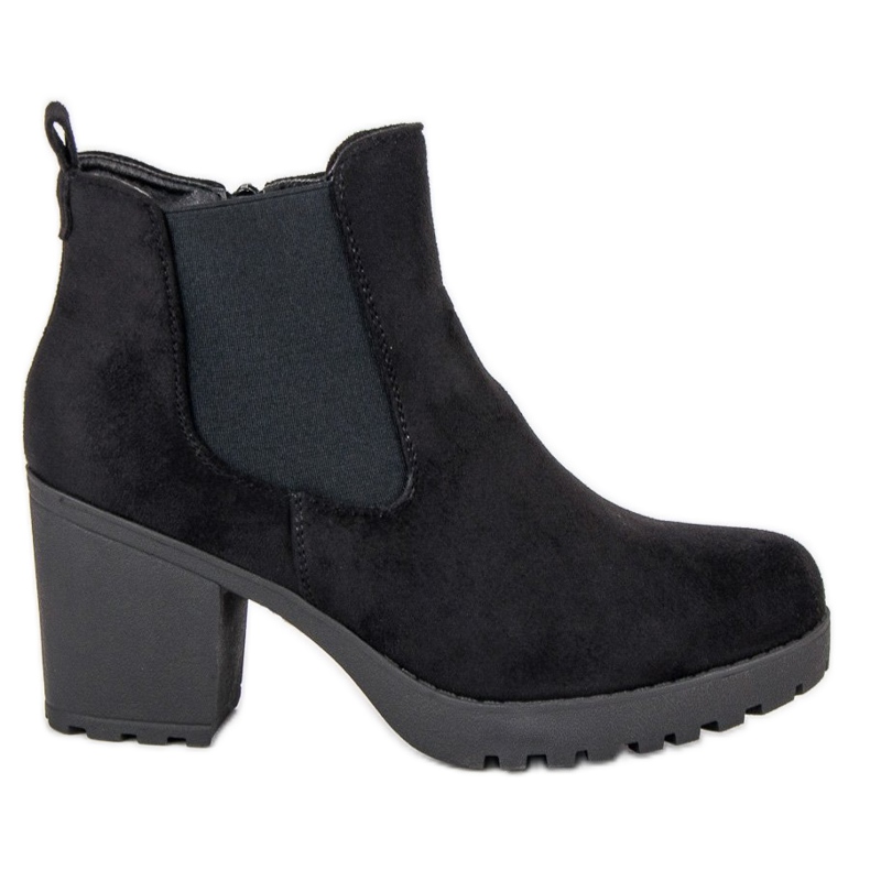 Ideal Shoes Suede Chelsea boots on the platform black Ideal Shoes Suede Chelsea boots on the platform black