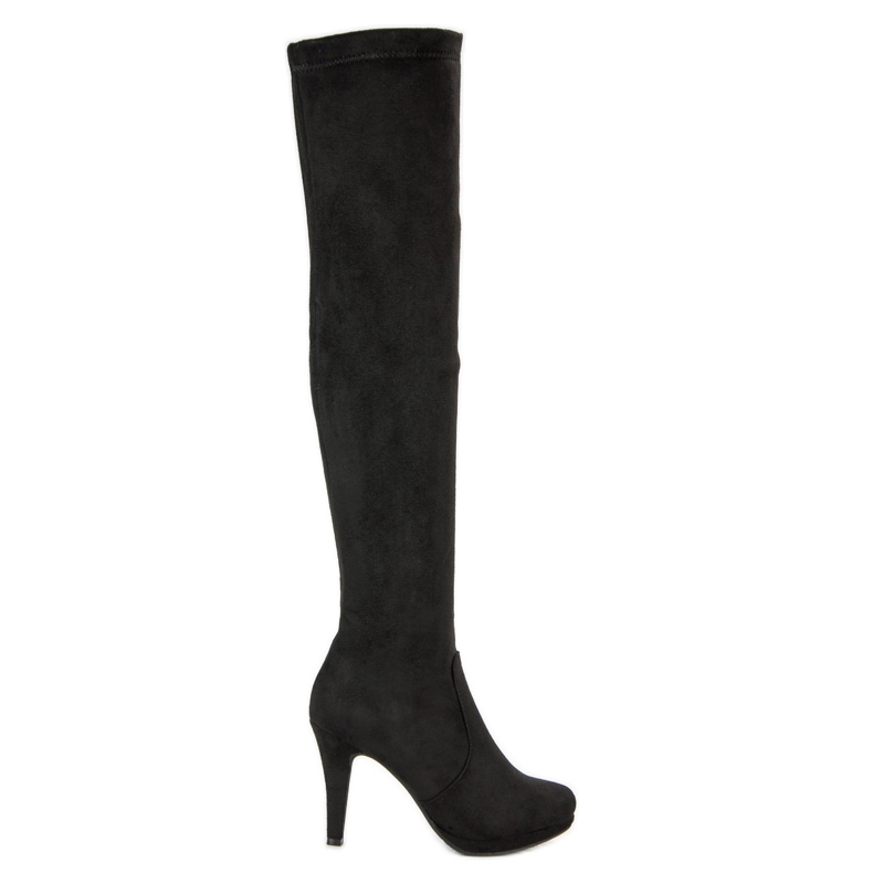 Super Me Suede thigh boots on a high heel black