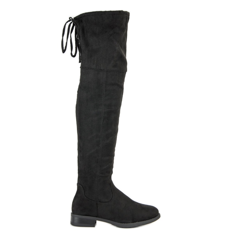 Black Thigh-boots On A Flat Heel