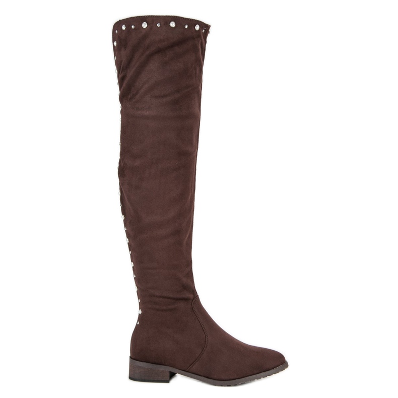 Cm Paris Thigh-high boots with beads brown