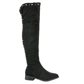 Cm Paris Thigh-high boots with beads black