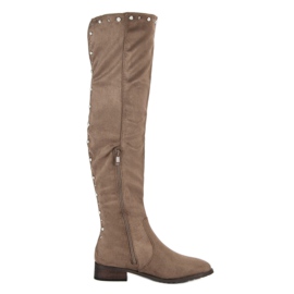 Cm Paris Thigh-high boots with beads brown