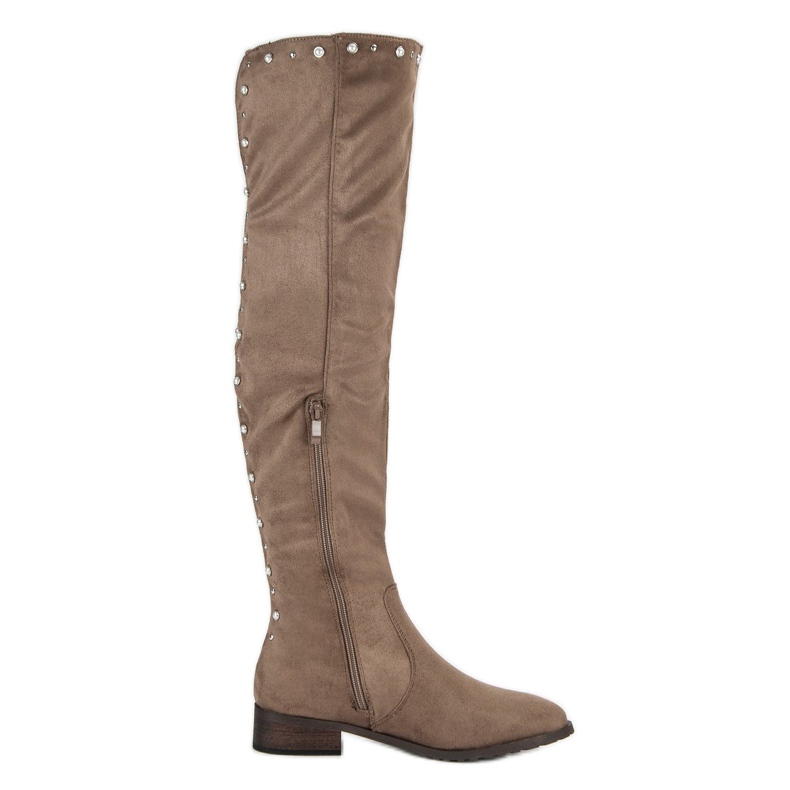 Cm Paris Thigh-high boots with beads brown