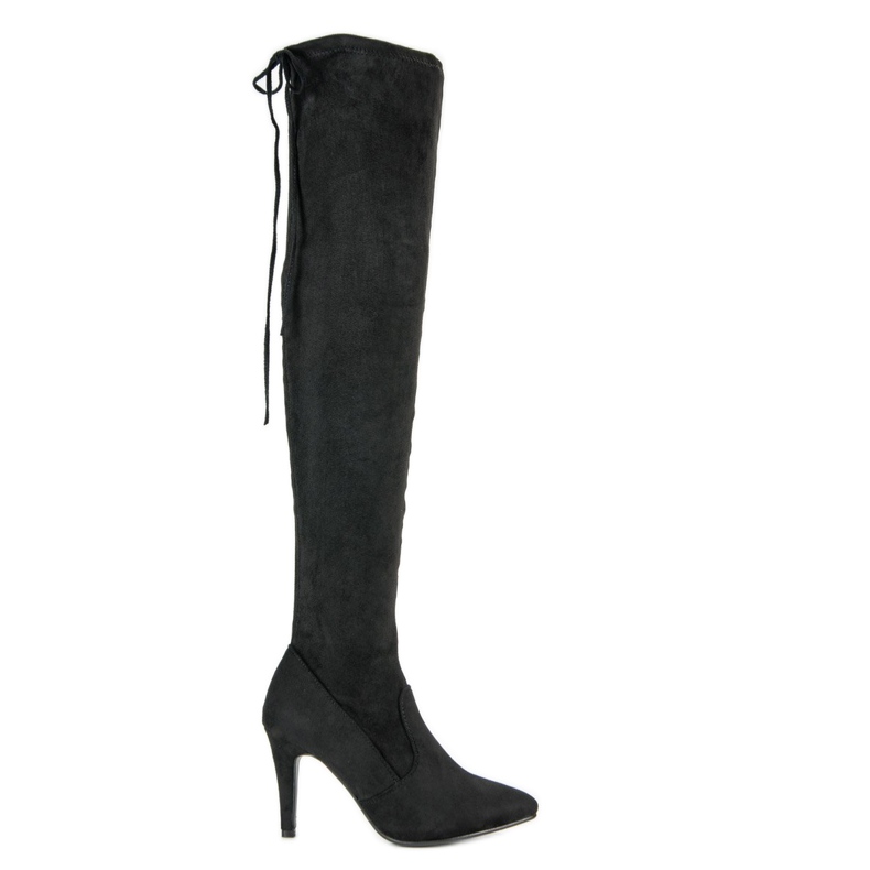 Cm Paris Suede thigh boots on a heel black