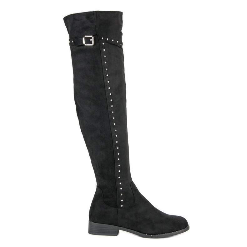 Queentina Thigh-high boots with rhinestones black