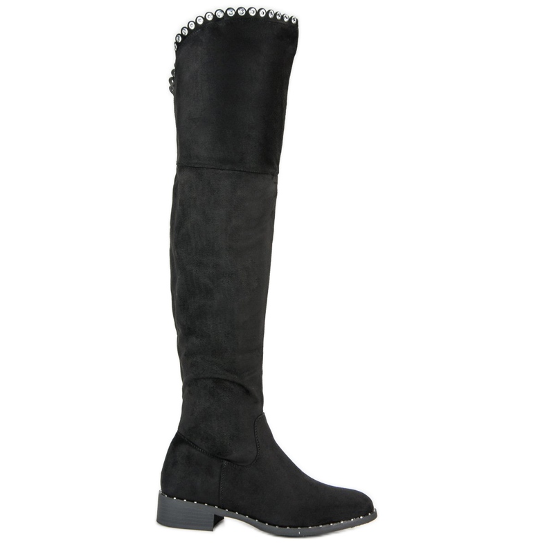 Queentina Suede thigh boots black