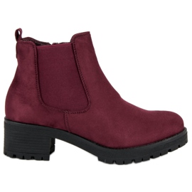 Ideal Shoes Maroon Chelsea boots with high heels red