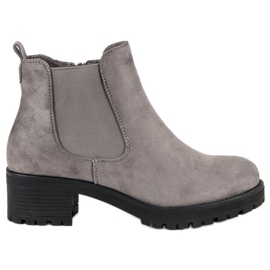 Ideal Shoes Gray Chelsea boots on a flat heel grey Ideal Shoes Gray Chelsea boots on a flat heel grey