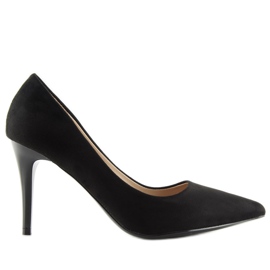 Pumps on a black suede B-79 Black stiletto heel