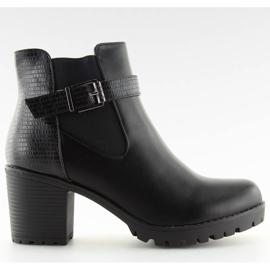 Black boots with wide heels black 18001-6 Black