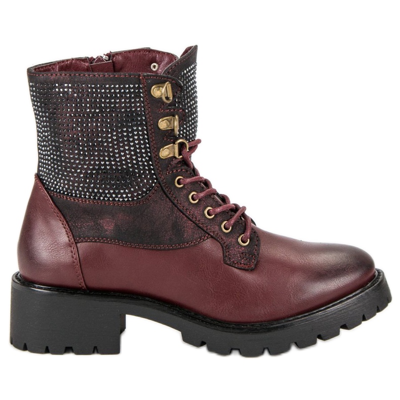 Ideal Shoes Laced Workers On The Platform multicolored red