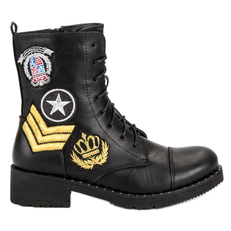 Diamantique Black Military Boots