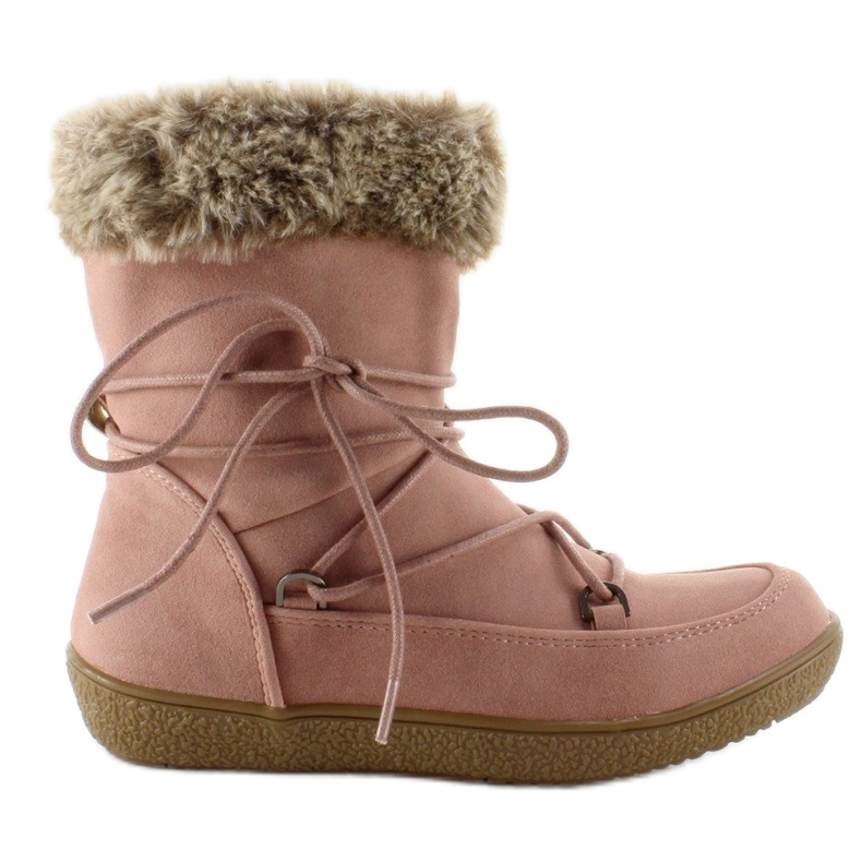 Half boots for children with fur K1647201 Rose pink