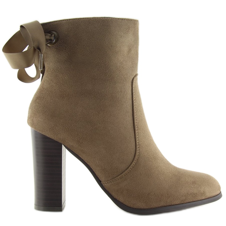 Brown high-heeled boots 1331 Khaki beige