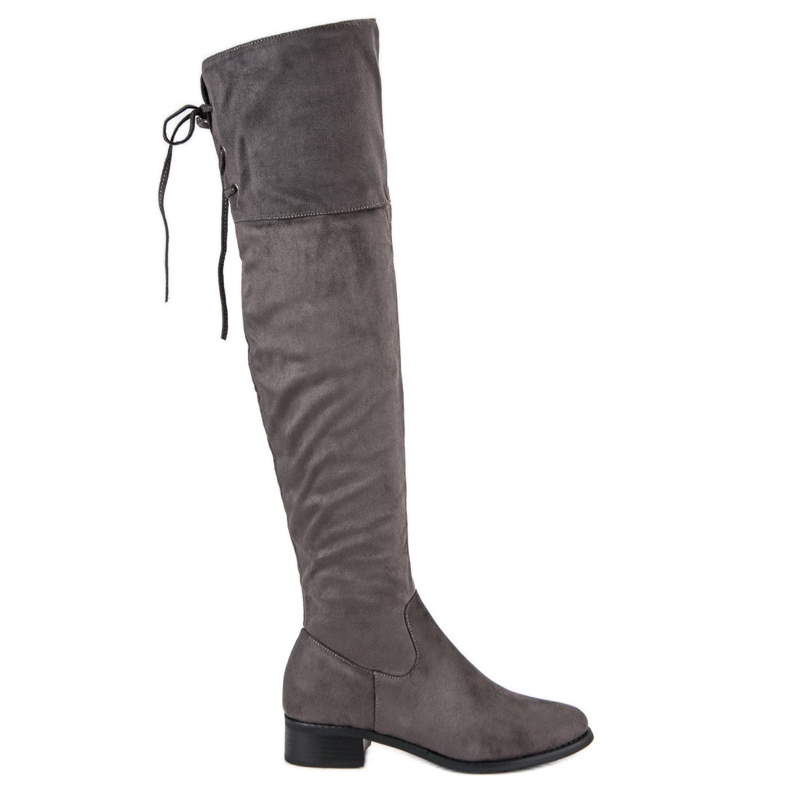 Queen Vivi Suede Over The Knee Boots grey
