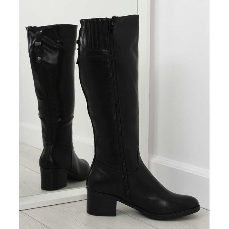 Black high-heeled boots 635-1 Black