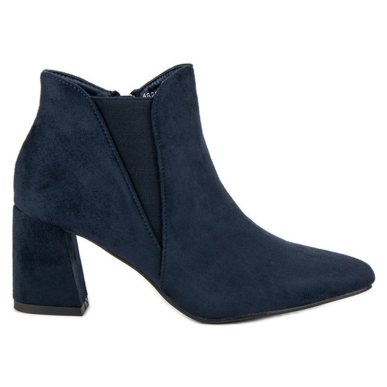 Belle Women Suede Booties On A Bar blue