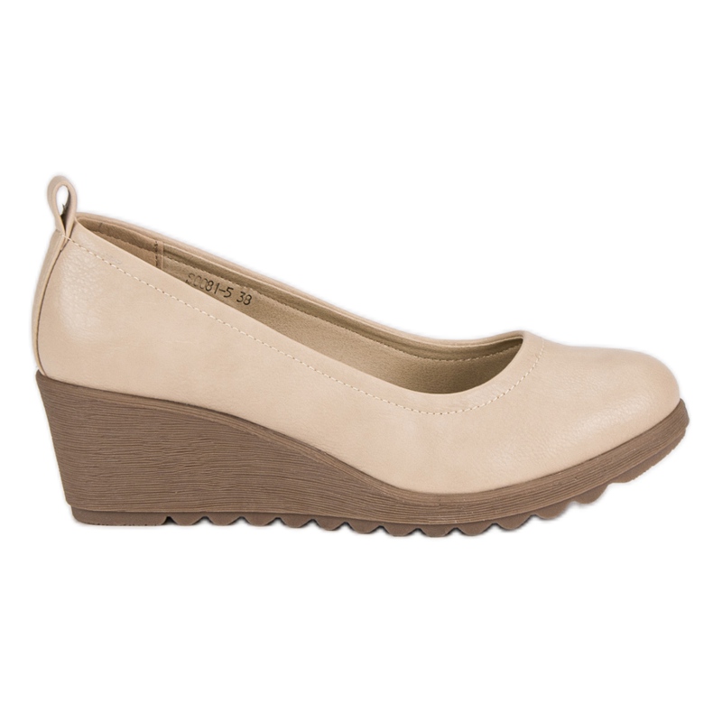 J. Star Beige Wedge Pumps