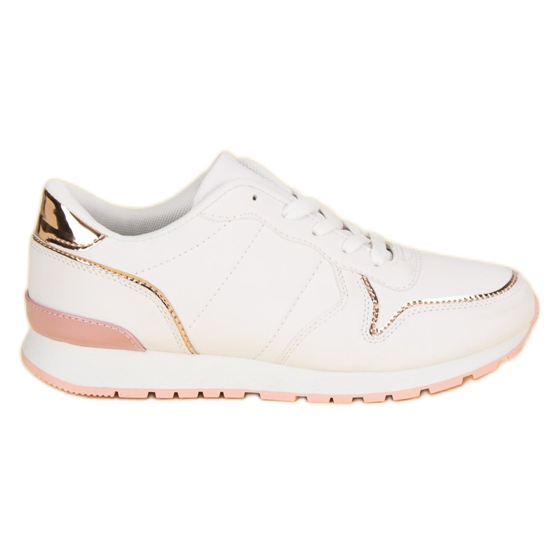 White Sport Shoes yellow pink