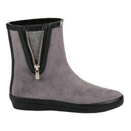 Kylie Suede Galoshes With Decorative Zipper grey