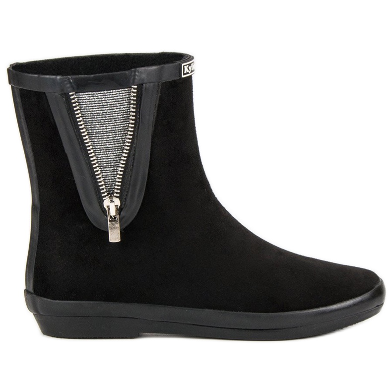 Kylie Suede Galoshes With Decorative Zipper black