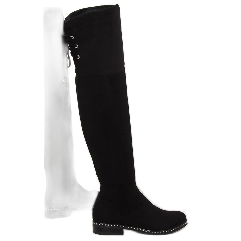 Black women's thigh boots 7538-PG Black