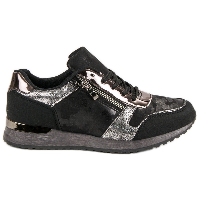 Sports shoes with a decorative zipper black grey