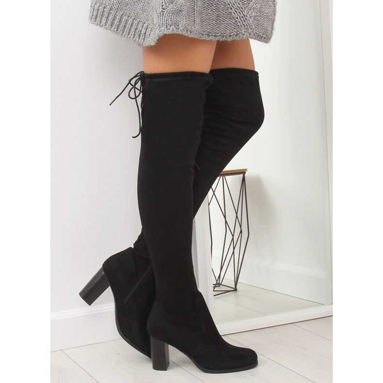 Black high-heeled boots PE207P black