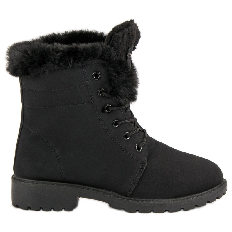 Black trappers with fur - KeeShoes