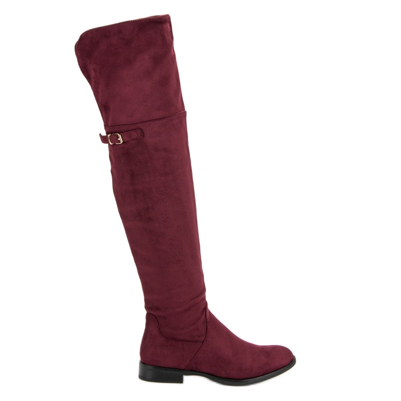 Super Me Over-the-knee boots on a flat heel red