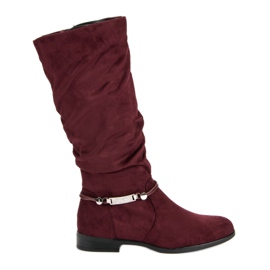 SDS Burgundy Knee-High Boots red