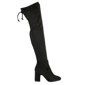 Super Me Black Thigh-boots On A Post