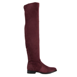 Super Me Over-the-knee boots on a flat heel red