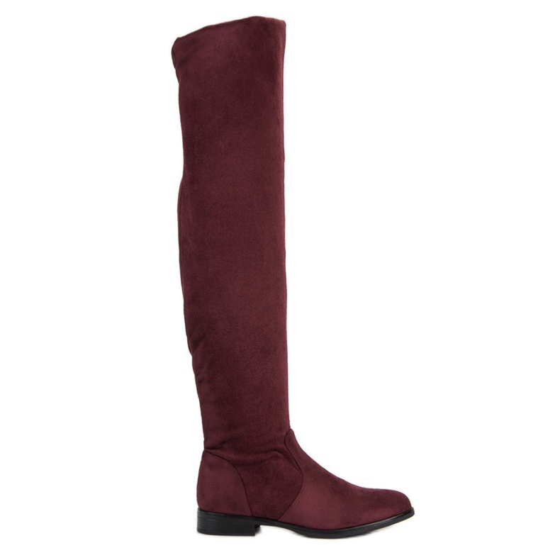 Super Me Over-the-knee boots on a flat heel red