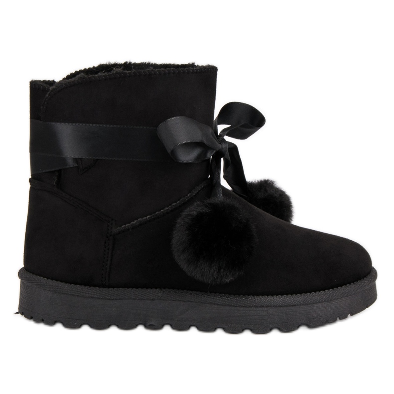 Black Mukluki With Pompoms