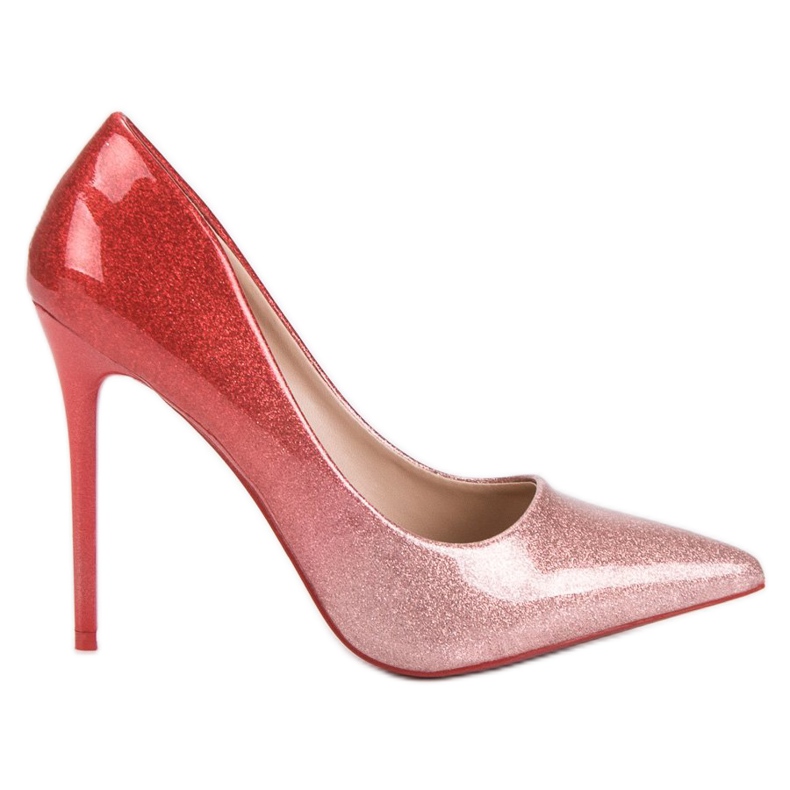 Small Swan Fashionable lacquered high heels pink