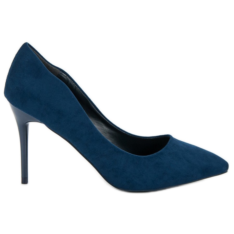 Small Swan Fashionable Suede Heels blue Small Swan Fashionable Suede Heels blue