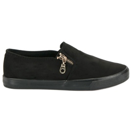 Sport Suede Slipons With A Zipper black
