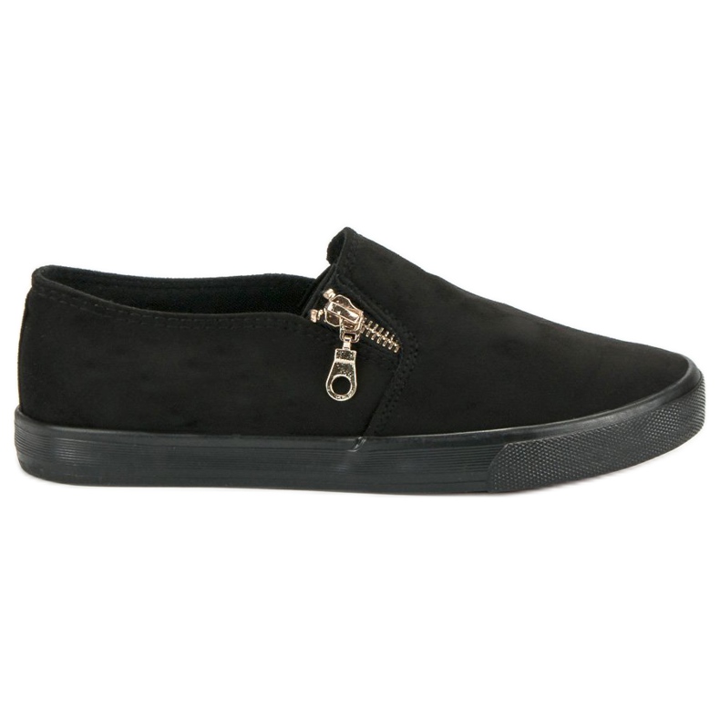 Sport Suede Slipons With A Zipper black