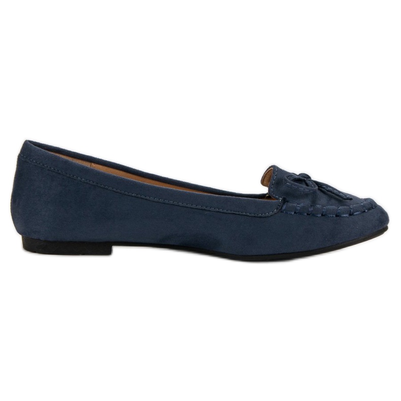 Small Swan Navy blue loafers with a bow