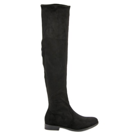 Suede thigh boots black