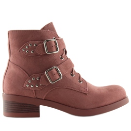 Lace-up Boots With Bows pink C-7101 Pink Lace-up Boots With Bows pink C-7101 Pink